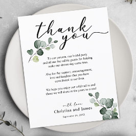 Eucalyptus Gracias Tarjeta De Recepción De Boda