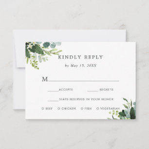 Eucalyptus Green Foliage RSVP con elección de comi