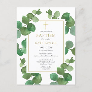 Eucalyptus Greenery Baptism Invitación a la cristi