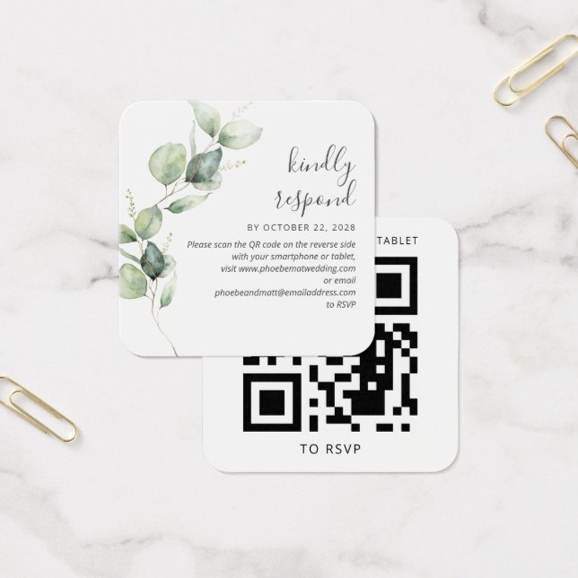 Eucalyptus Greenery Boda sitio web QR Código RSVP (Oficina)
