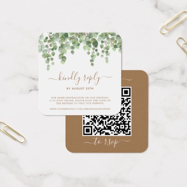Eucalyptus Greenery Boda sitio web QR Código RSVP (Oficina)