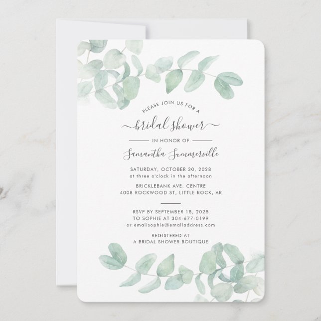 Eucalyptus Greenery Botánica Floral Bridal Shower (Anverso)