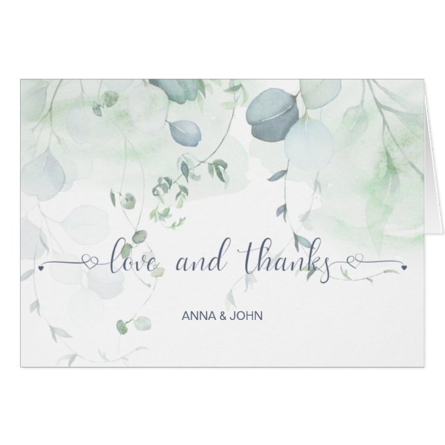 Eucalyptus Greenery Botanical Wedding Thank You (Anverso (Horizontal))