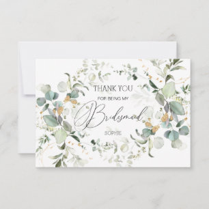 Eucalyptus Greenery Bridesmaid tarjeta de agradeci