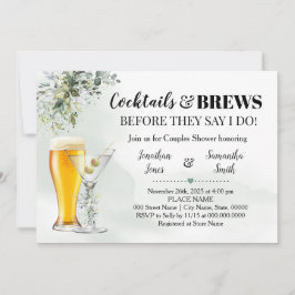 Eucalyptus Greenery Cocktails & Brews Invitación a