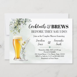 Eucalyptus Greenery Cocktails & Brews Invitación a