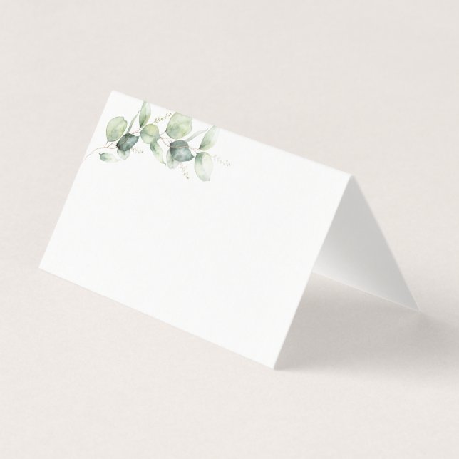 Eucalyptus Greenery Deja la tarjeta Boda Place (Anverso)