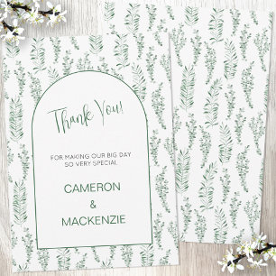 Eucalyptus Greenery Elegante Boda Gracias Tarjeta