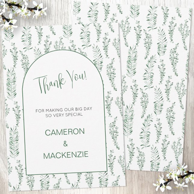 Eucalyptus Greenery Elegante Boda Gracias Tarjeta (Subido por el creador)