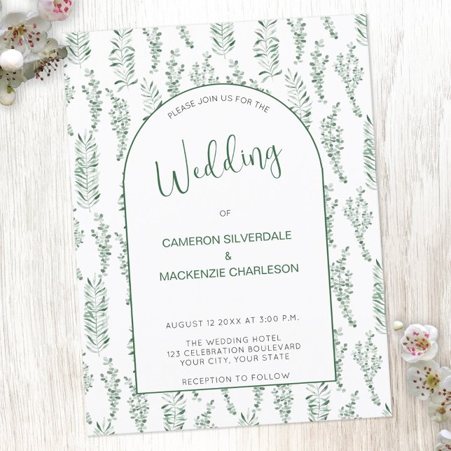 Eucalyptus Greenery Elegante Invitación a la Boda (Subido por el creador)
