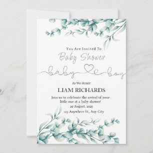 Eucalyptus Greenery Invitación a la ducha para beb