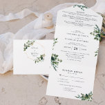 Eucalyptus Greenery | Invitación a una boda<br><div class="desc">Este elegante y rústico diseño presenta hojas de color verde oscuro morado y eucalipto con un toque bohemio moderno. La tarjeta "todo en uno" incluye la invitación a la boda, los detalles, una foto de compromiso y una tarjeta RSVP con dirección propia que sus invitados rompen y le envían por...</div>