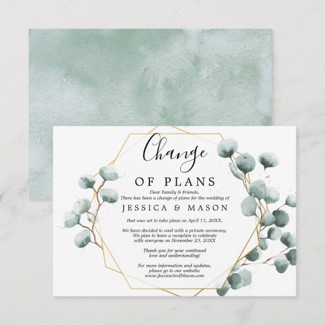 Eucalyptus Greenery Invitación Boda pospuesta (Anverso / Reverso)