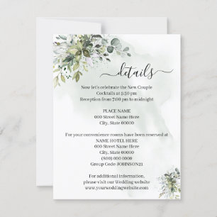 Eucalyptus Greenery Succulum Boda Insertar tarjeta