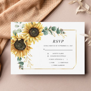 Eucalyptus Greenery Sunflower Geometric Gold RSVP