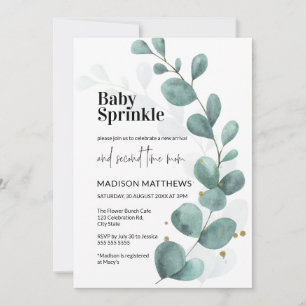Eucalyptus Greenery Watercolor Bebé Invitación a l