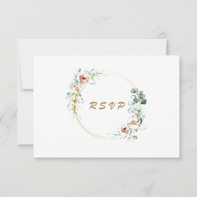 Eucalyptus Greenery Watercolor Wedding RSVP (Anverso)