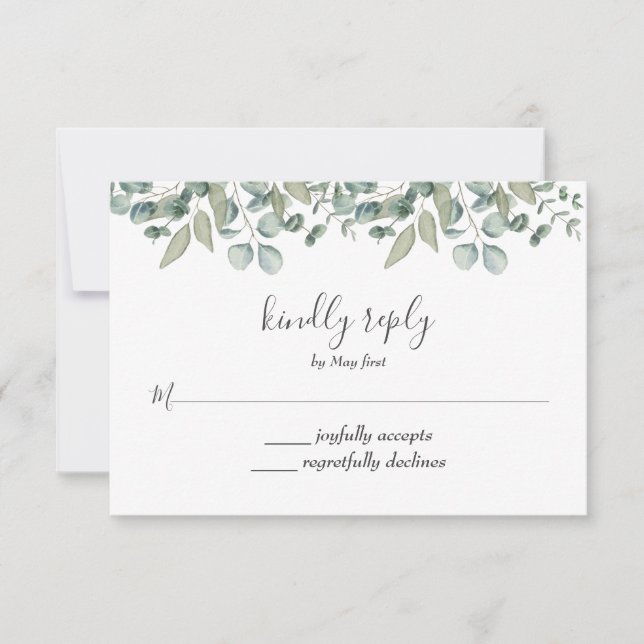Eucalyptus Greenery Wedding RSVP (Anverso)