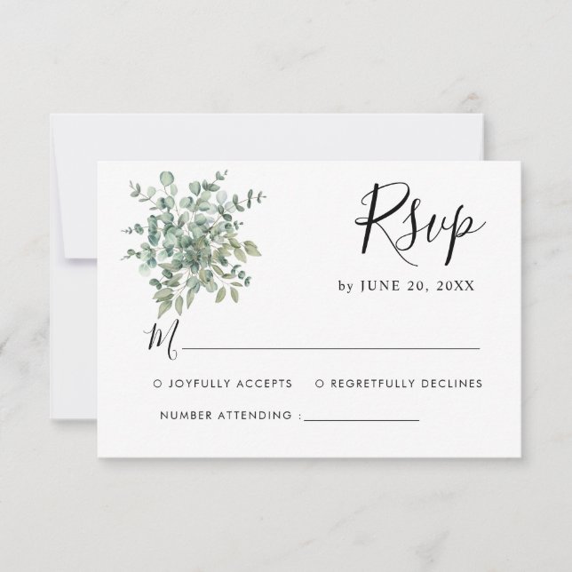 Eucalyptus Greenery Wedding RSVP (Anverso)