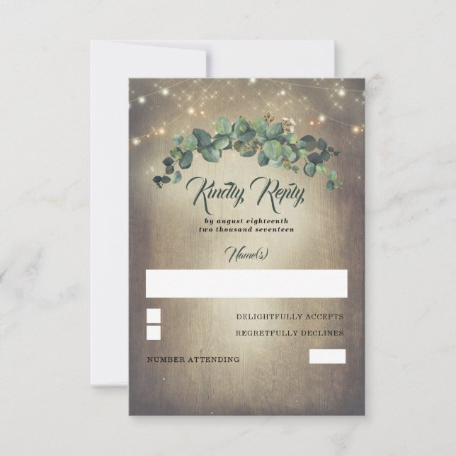 Eucalyptus Greenery Wedding RSVP (Anverso)