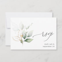 Eucalyptus Light Glow Gold con Carne RSVP Card 2