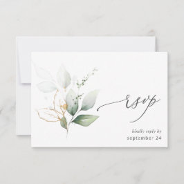 Eucalyptus Light Glow Gold con Carne RSVP Card 2
