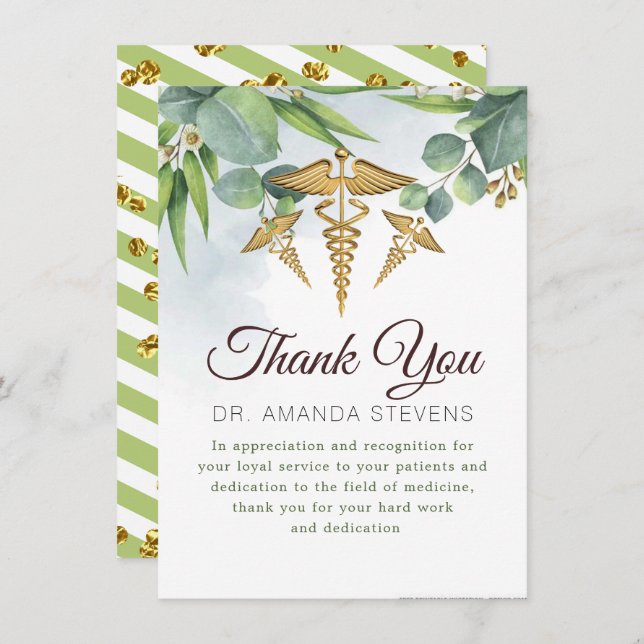 Eucalyptus Médica | Tarjeta de agradecimiento de e (Anverso / Reverso)