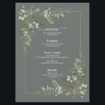 Eucalyptus Menú Boda verde sabio botánico<br><div class="desc">La recepción es perfecta gracias a este moderno menú de 6, 5 x 8, 75" con un diseño floral de acuarela botánica de eucalipto elegante. Perfecto para, pero no limitado a, esa boda de jardín y patio trasero. Parte de un conjunto de coincidencias. Vea la colección completa aquí: https://www.zazzle.com/collections/eucalyptus_botanical_sage_green_script_wedding-119437527356989510 Póngase...</div>