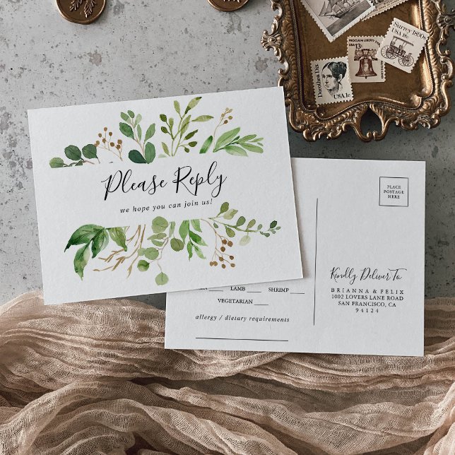 Eucalyptus Menú Floral Simple Elección Postcard RS (Subido por el creador)