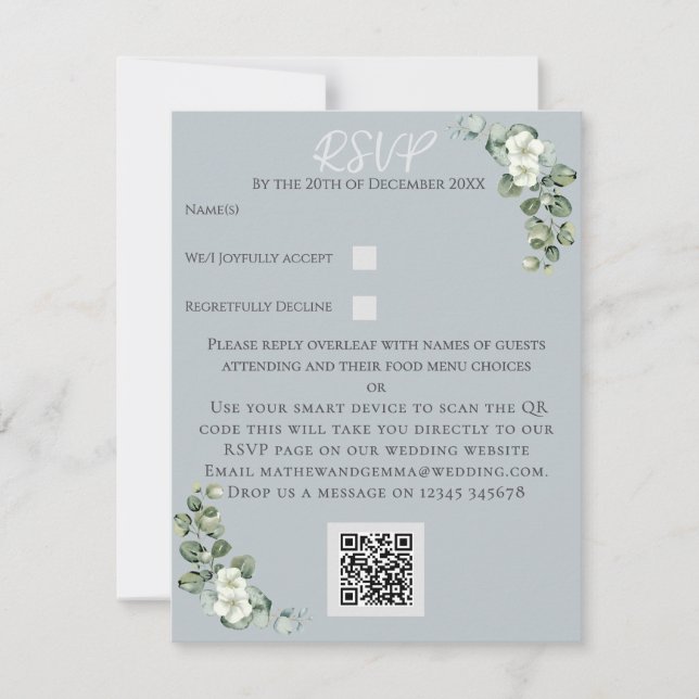 Eucalyptus moderno Boda RSVP con tarjeta de respue (Anverso)