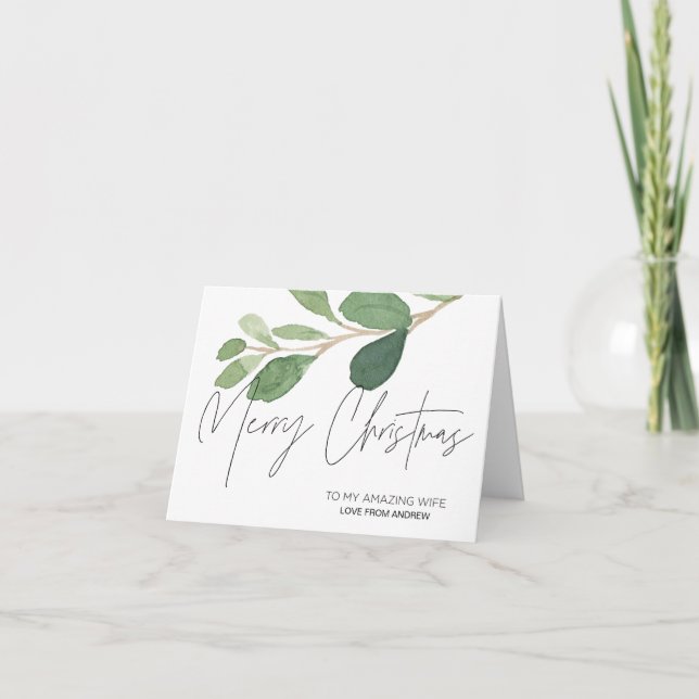 Eucalyptus moderno Feliz tarjeta de Navidad para m (Anverso)