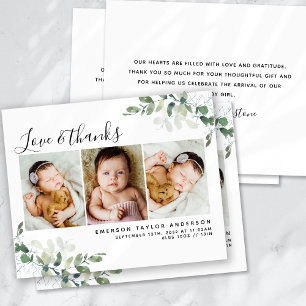 Eucalyptus moderno Photo Baby Tarjeta de agradecim