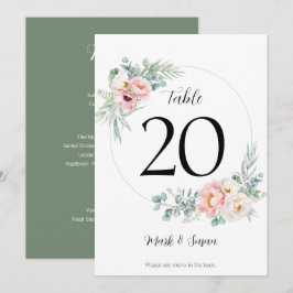 Eucalyptus Peonies Boda Número de tabla y Menús
