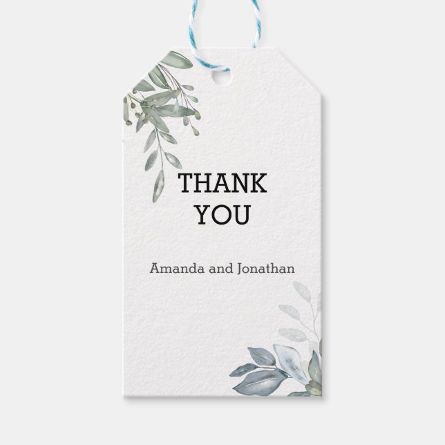 Eucalyptus Personalizado Boda Gracias Etiqueta De  (Anverso)