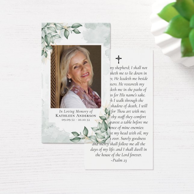 Eucalyptus Photo Memorial Prayer Card (Escritorio)