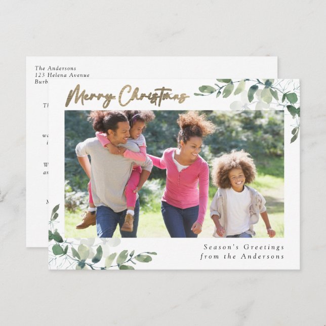 Eucalyptus Relieve metalizado dorado Feliz Navidad (Anverso / Reverso)