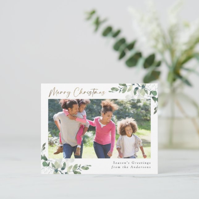 Eucalyptus Relieve metalizado dorado Feliz Navidad (Anverso de pie)