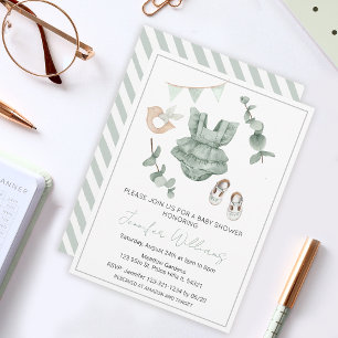 Eucalyptus ropa de bebé invitación a la ducha