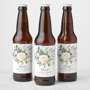 Eucalyptus Rosas Boda Favor de la cerveza Etiqueta