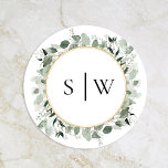 Eucalyptus Sage Boda Monograma Sello para sobres<br><div class="desc">Este sello para sobres monograma boda de sabios eucaliptos es un conjunto de ensueño que encarna la esencia del encanto vintage y la elegancia moderna. Con diseños artesanales adornados con vegetación eucaliptus, y rosas polvorientos acentuados con bordes geométricos dorados y tipografía en un brillante fondo blanco y sabio. Explore nuestra...</div>