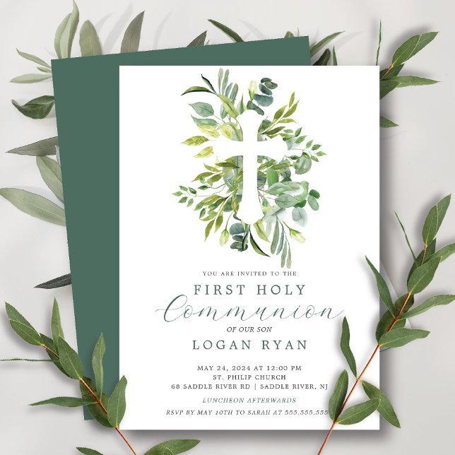Eucalyptus Serenity Primer Invitación de la Comuni (Subido por el creador)