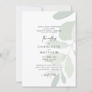 Eucalyptus simple Invitación de matrimonio de ambo
