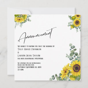 Eucalyptus Sunflower Invitación de fecha pospuesta