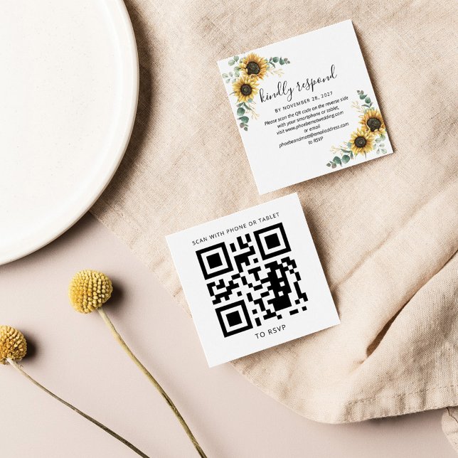 Eucalyptus Sunflower QR Boda de código web RSVP (Subido por el creador)