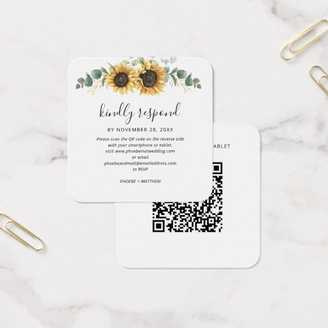 Eucalyptus Sunflower QR Boda de código web RSVP (Oficina)