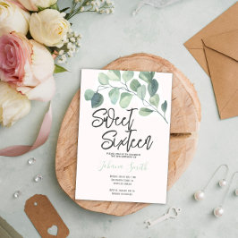 Eucalyptus Sweet Dieciséis Invitaciones de Cumplea