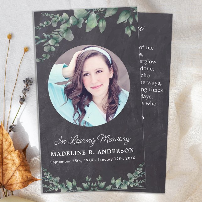 Eucalyptus Sympathy Funeral Tarjeta de Oración Gri (Subido por el creador)