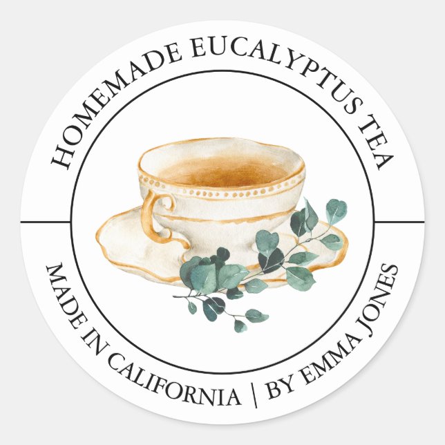 Eucalyptus Tea Etiqueta moderna (Anverso)