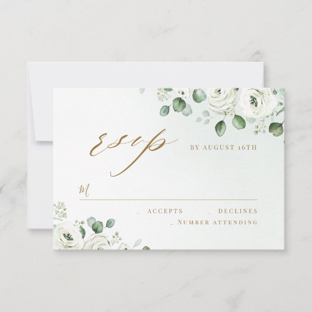 Eucalyptus verde floral boda rústica RSVP (Anverso)