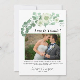 Eucalyptus Watercolor Photo Boda Gracias Tarjeta